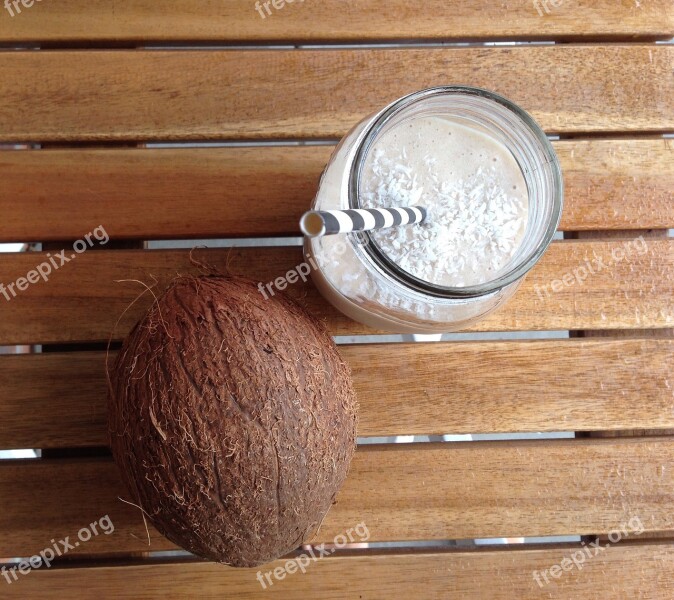 Coconut Smoothie Straw Glass Drink