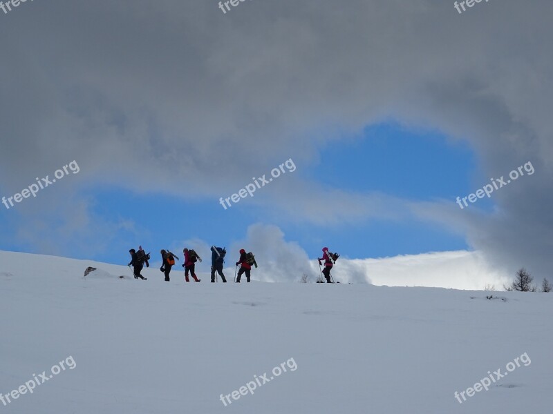 Snowshoeing Snow Clouds Free Photos