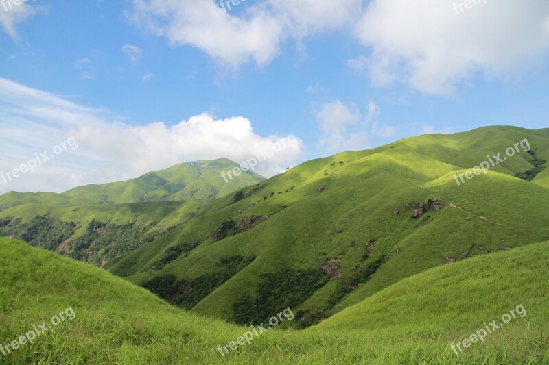 Blue Sky White Cloud Wugongshan Free Photos