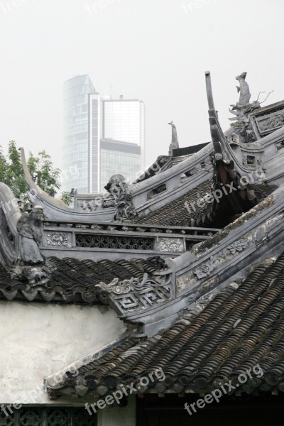 Roof Chinese Ornament Skyscraper Fog