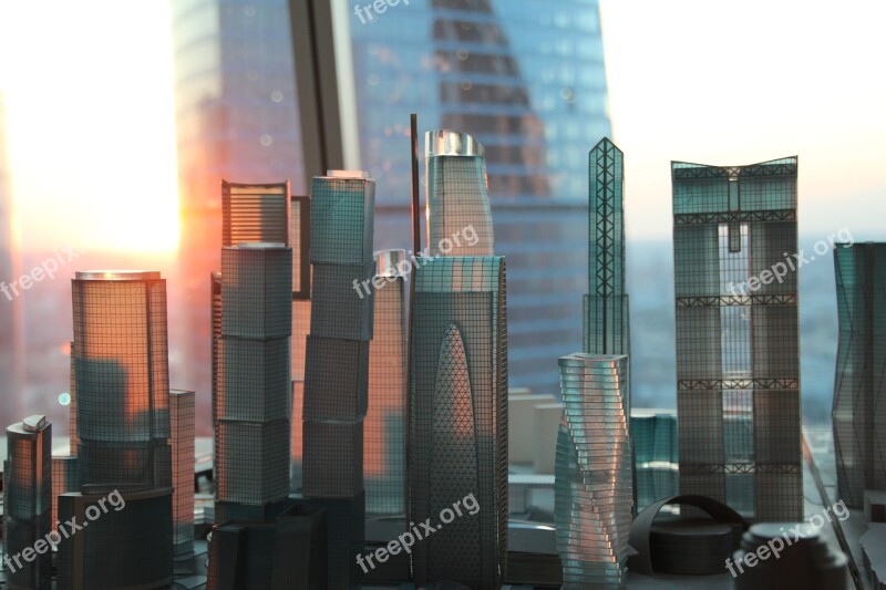 Moscow New City Skyscrapers Skyline Glass Facade