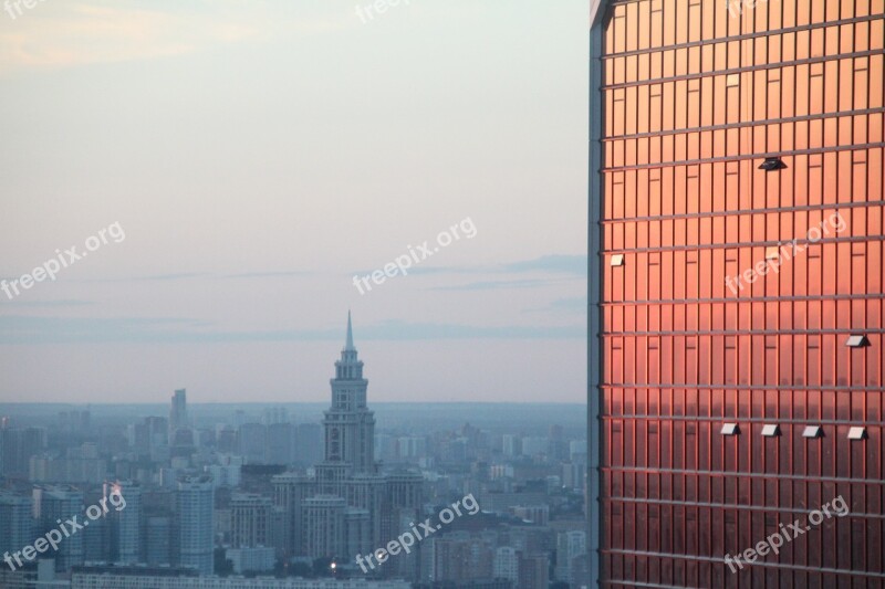 Mirroring Skyline Moscow New City Skyscraper