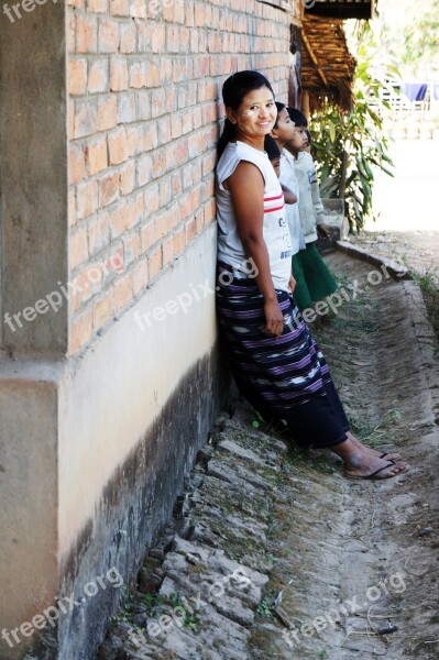 Woman Happy Shop Assistant Wall Lean On