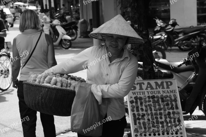 Vietnam Street Trading Saigon Woman Costume