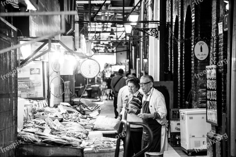 Fish Market Market Traditionally Spain Fish