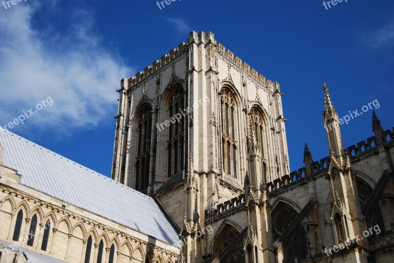 York Church Blue Tower Gothic