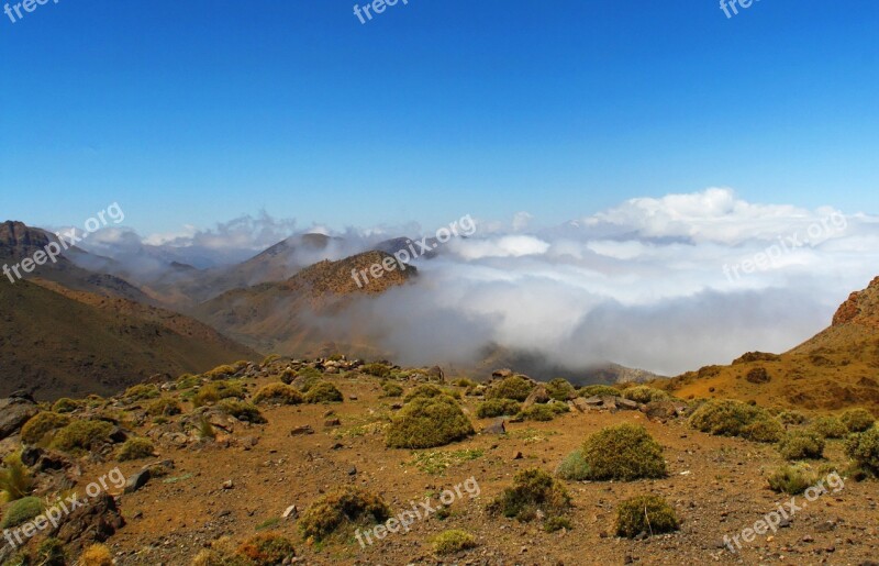 Morocco Atlas Mountains Landscape Clouds