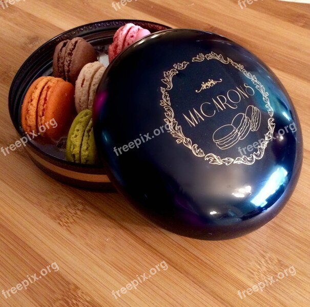 Macarons Tin Dessert Cookies Food