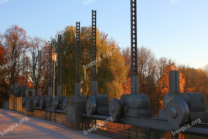 Munich Stauwehr Oberföhring Bridge Autumn