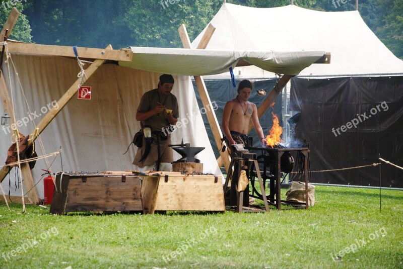 Middle Ages Market Blacksmith Fire Tent