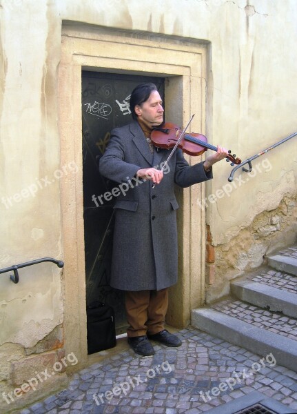 Busker Prague Czech Artist Music