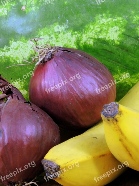 Onion Banana Watermelon Fruit Vegetables