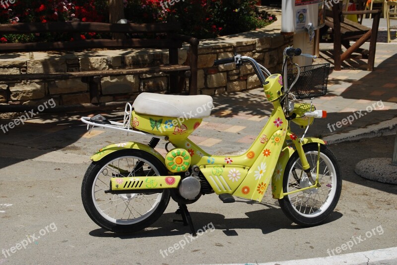 Moped Colorful Crete Matala Hippie Festival