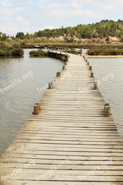 Bridge Salins Wooden Bridge Stilt Sea Peyriac