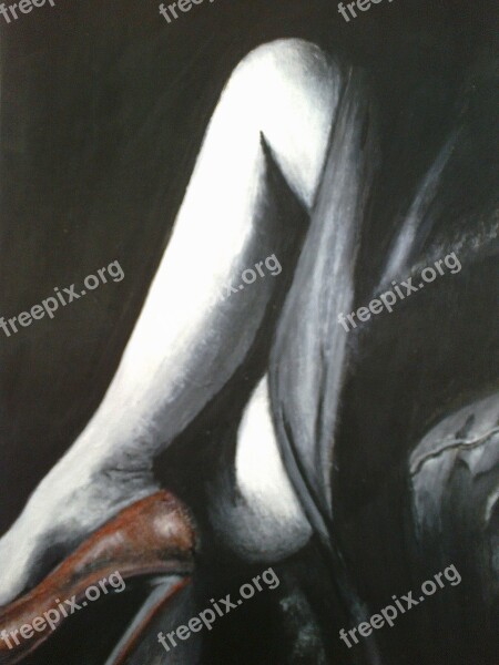 Leg Women The Red Shoe Black Background Picture Acrylic