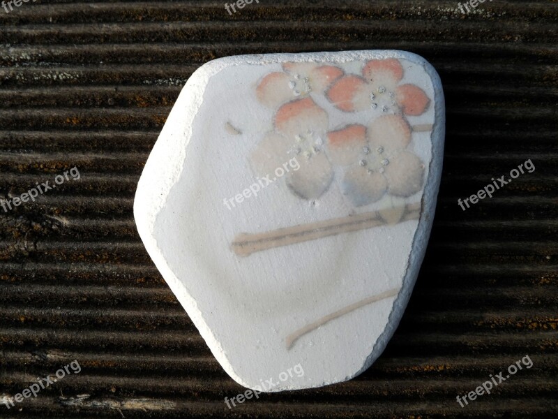 Shard White Sanded Floral Design Old