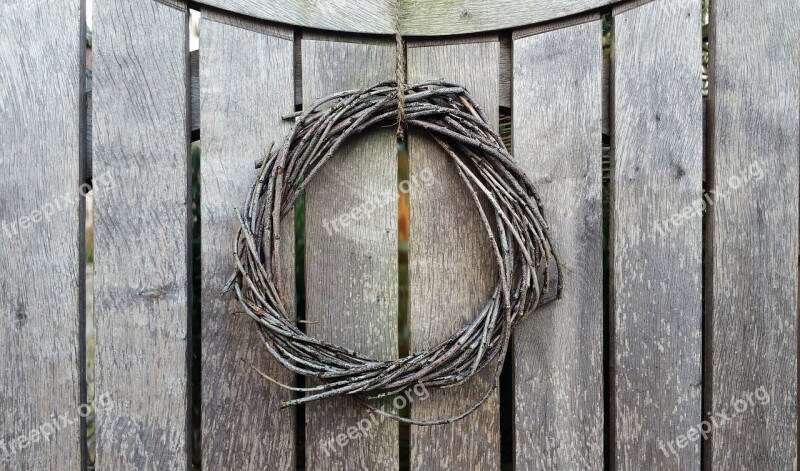 Background Structural Fence Wreath Wood Wooden Boards