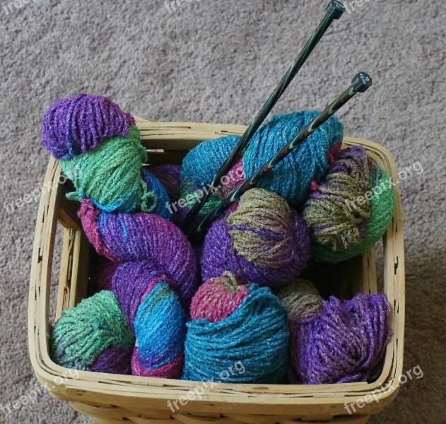 Knitting Basket Knitting Yarn Variegated Wool