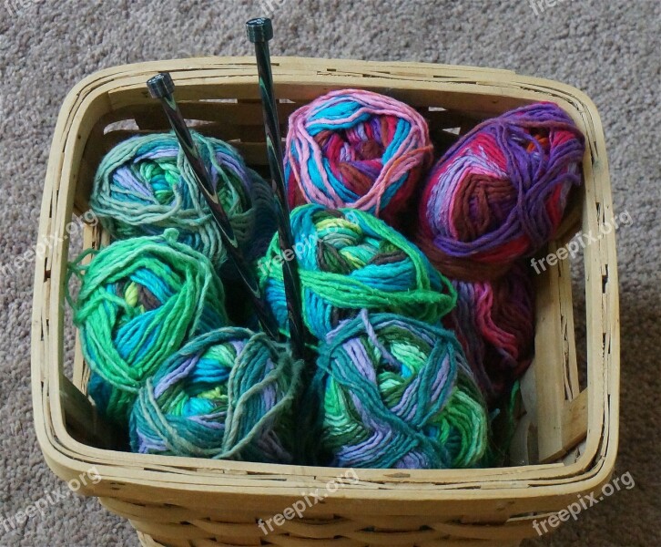 Knitting Basket Knitting Yarn Variegated Wool Blend