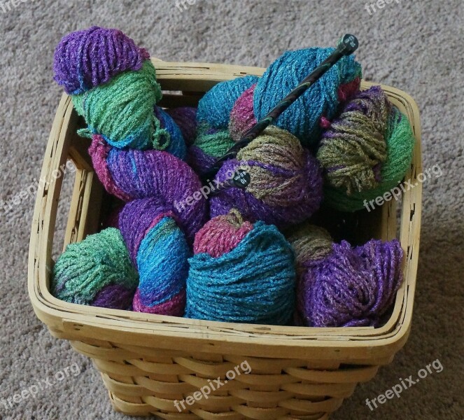 Knitting Basket Knitting Yarn Variegated Wool