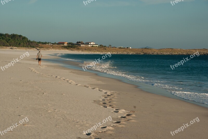 Spain Galicia Beach Solitude Traces