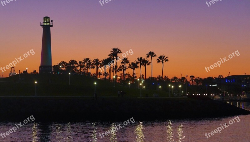 Lighthouse Sunset Light Dark Darkness