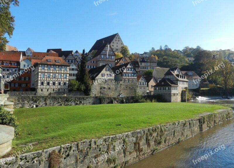 Schwäbisch Hall Middle Ages Fachwerkhäuser Historically City View