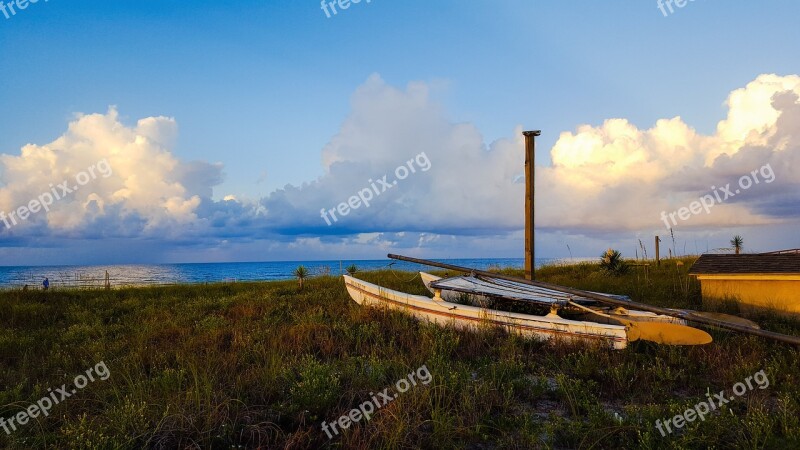 St George Island Morning Old Boat Beach Free Photos