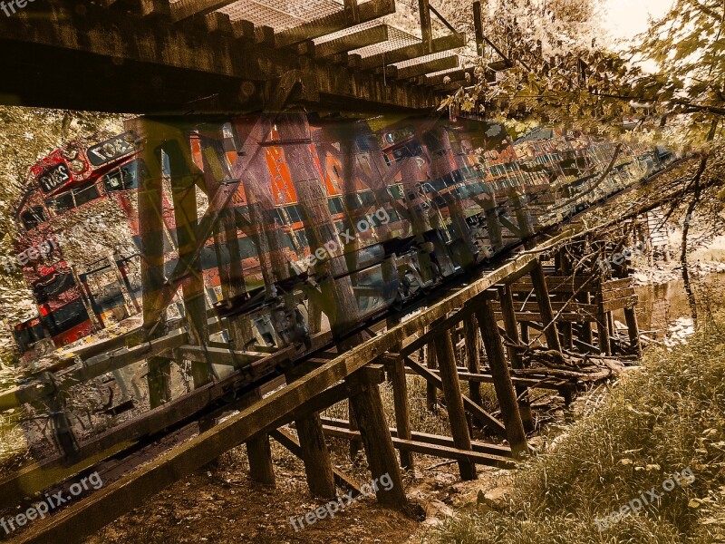 Train Trestle Double Exposure Free Photos