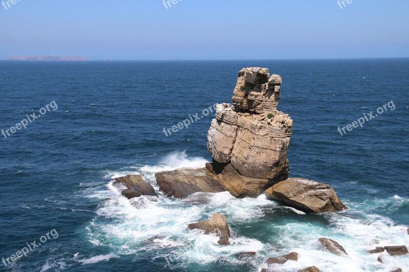 Rock Mar Peniche Portugal Ocean