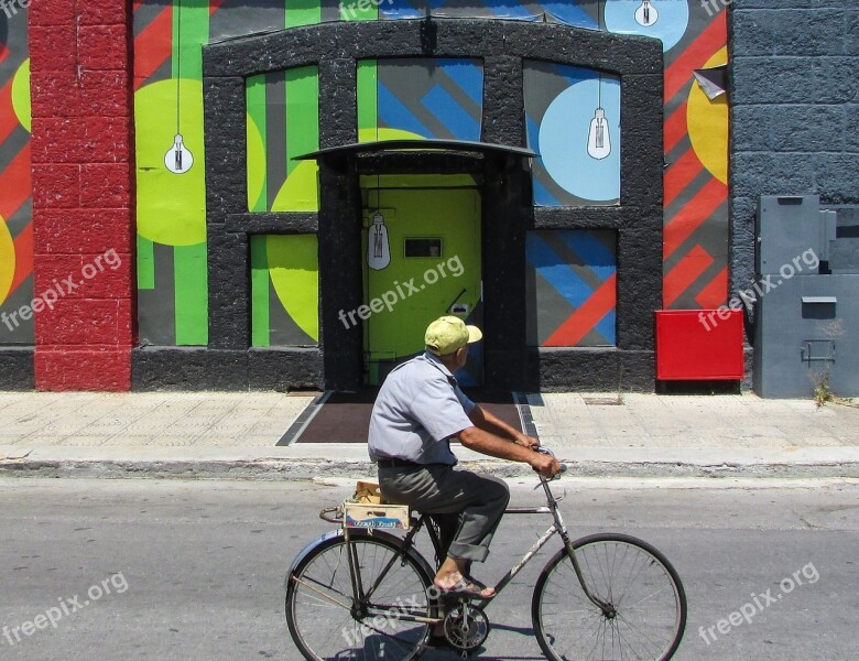 Old Man Bicycle Old Town Colors Building