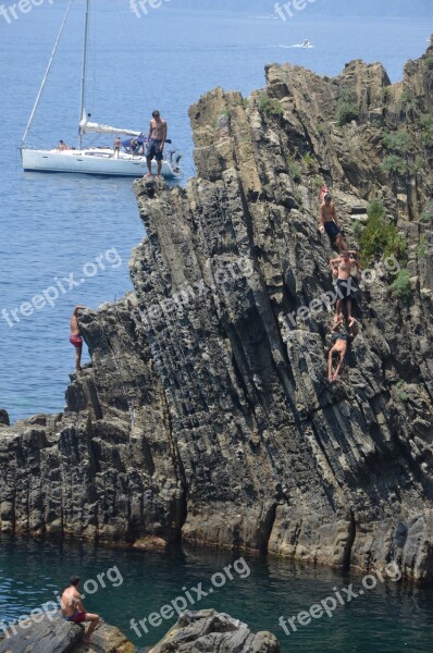 Cinque Terre Italy Rock Jump