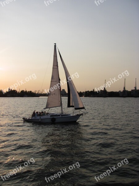 Sailboat Water Small River River Quiet River