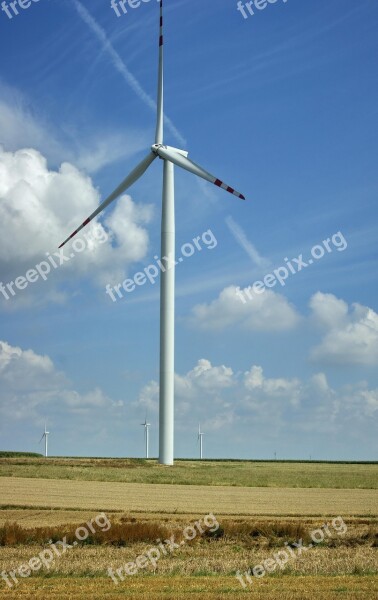 Blue Sky Clouds Windmill Windmill Farm Generator