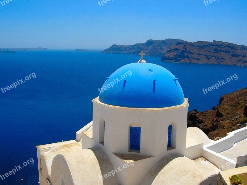 Santorini Ocean Island Sea Landscape