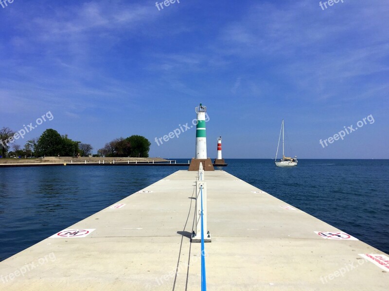 Lake Lighthouse Sailboat Boat Water