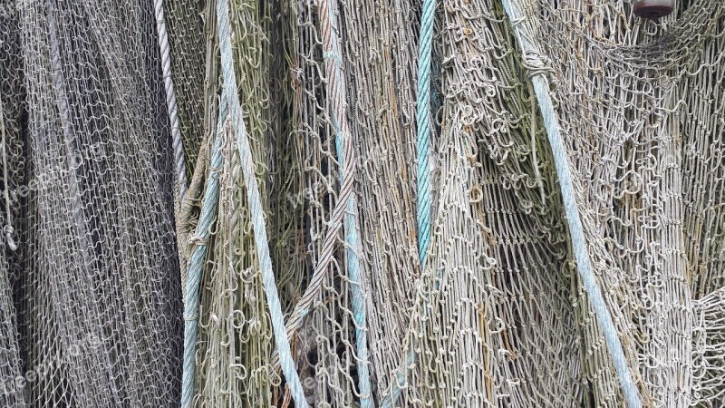 Web Fishing Net Close Up Dry Nets Blue Grey