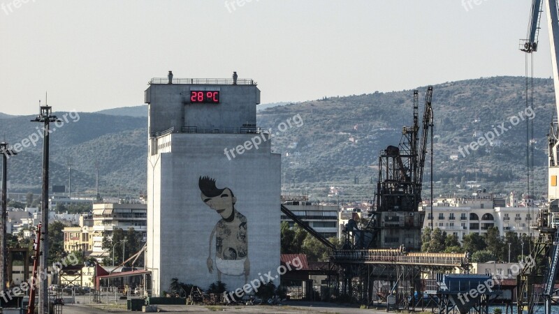 Silo Port Cranes Graffiti Storage