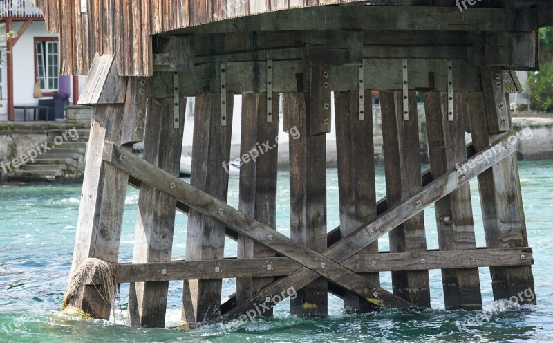 Wooden Bridge Customs Bridge Bridge Piers Wood Rhine