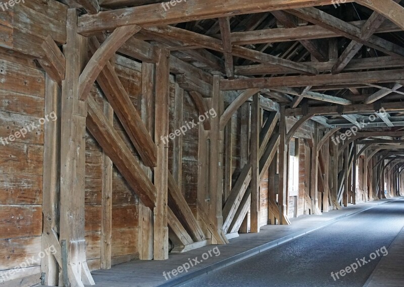 Wooden Bridge Customs Bridge Trusses Holzjoche Rhine