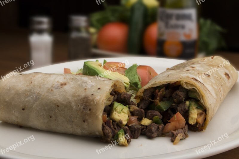 Mexican Food Burritos Meat Tortilla Dinner