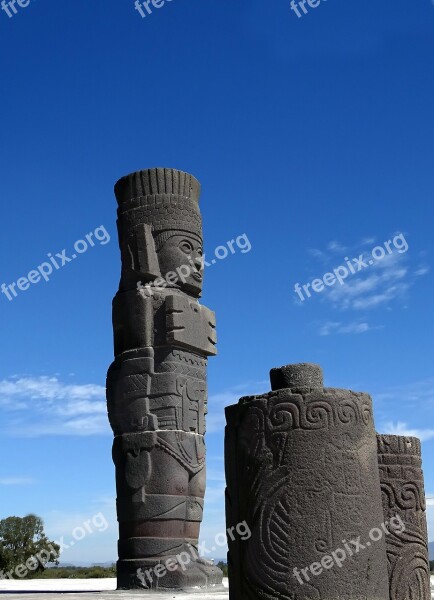 Atlantes Atlanteans Tula Tula Archeological Site Mexico