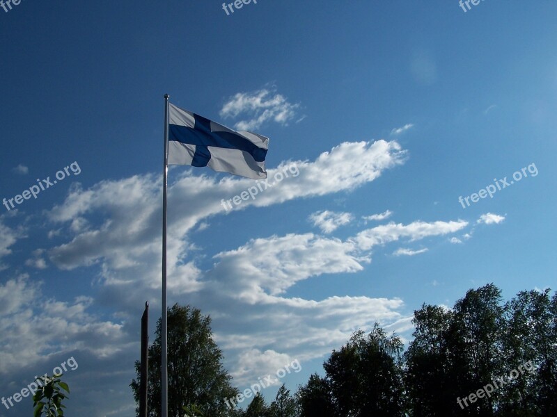 Finnish Flag Oulu Finland Free Photos