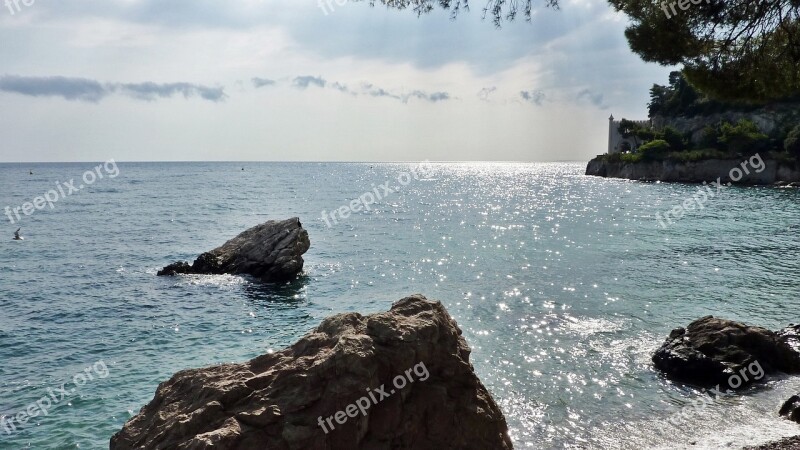 Rock Sea Coast Miramare Castle