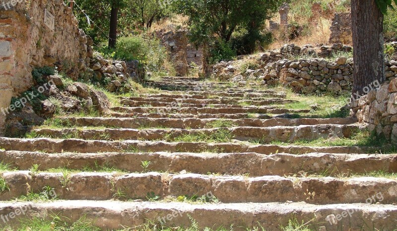 Hellas Stairs Village Abandoned Greece