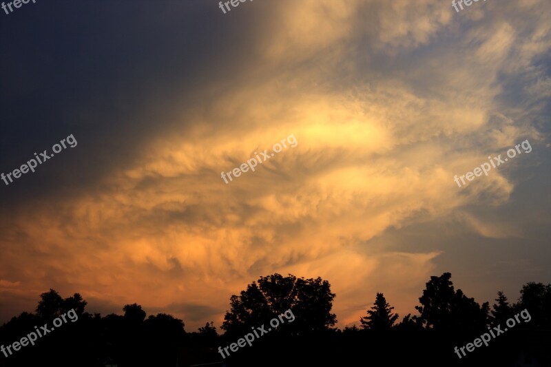 Afterglow Clouded Sky Clouds Sky Cumulus Clouds