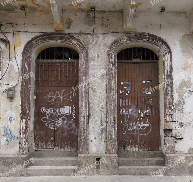 Doors Architecture Colonial Graffiti Grunge