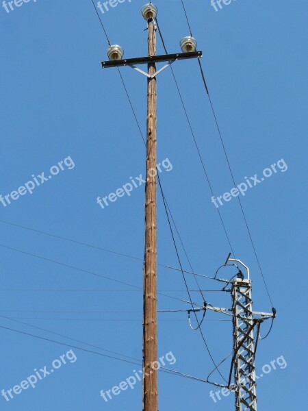 Power Line Metaphor New And Old Wood And Metal Cables