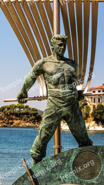 Sailor Monument Sculpture Skiathos Greece