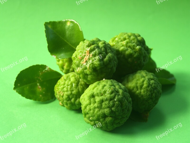 Bergamot Fruit Leaf Isolated Thailand